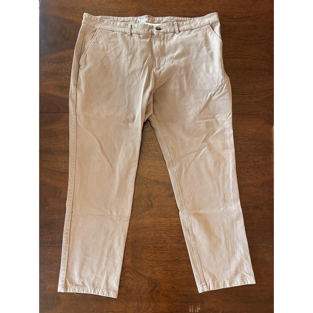 Mugsy Pants Mens 42x30 Beige Belmonts Slim Fit Stretch Chino Tapered Leg - Picture 2 of 12